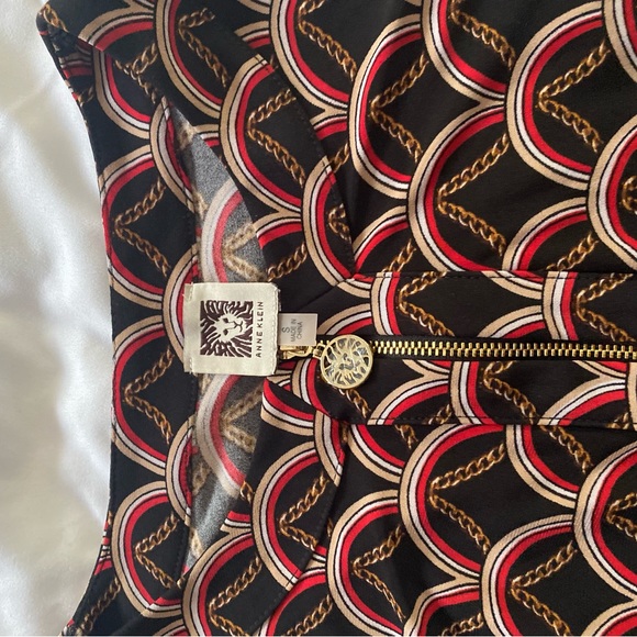 Anne klein sleeveless half zip down women’s blouse size small brown & red - Picture 6 of 8